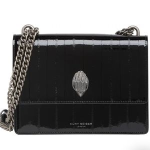 Kurt Geiger black patent embossed leather shoreditch crossbody bag new with tags